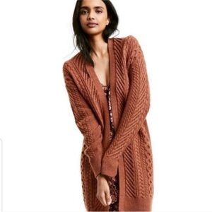 Nili Lotan x Target Cableknit Cardigan Sweater Size large Cotton Wool Blend‎